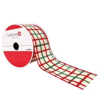 2.5" Faux Linen Wired Checkered Ribbon by Celebrate It™ Christmas | Michaels Stores