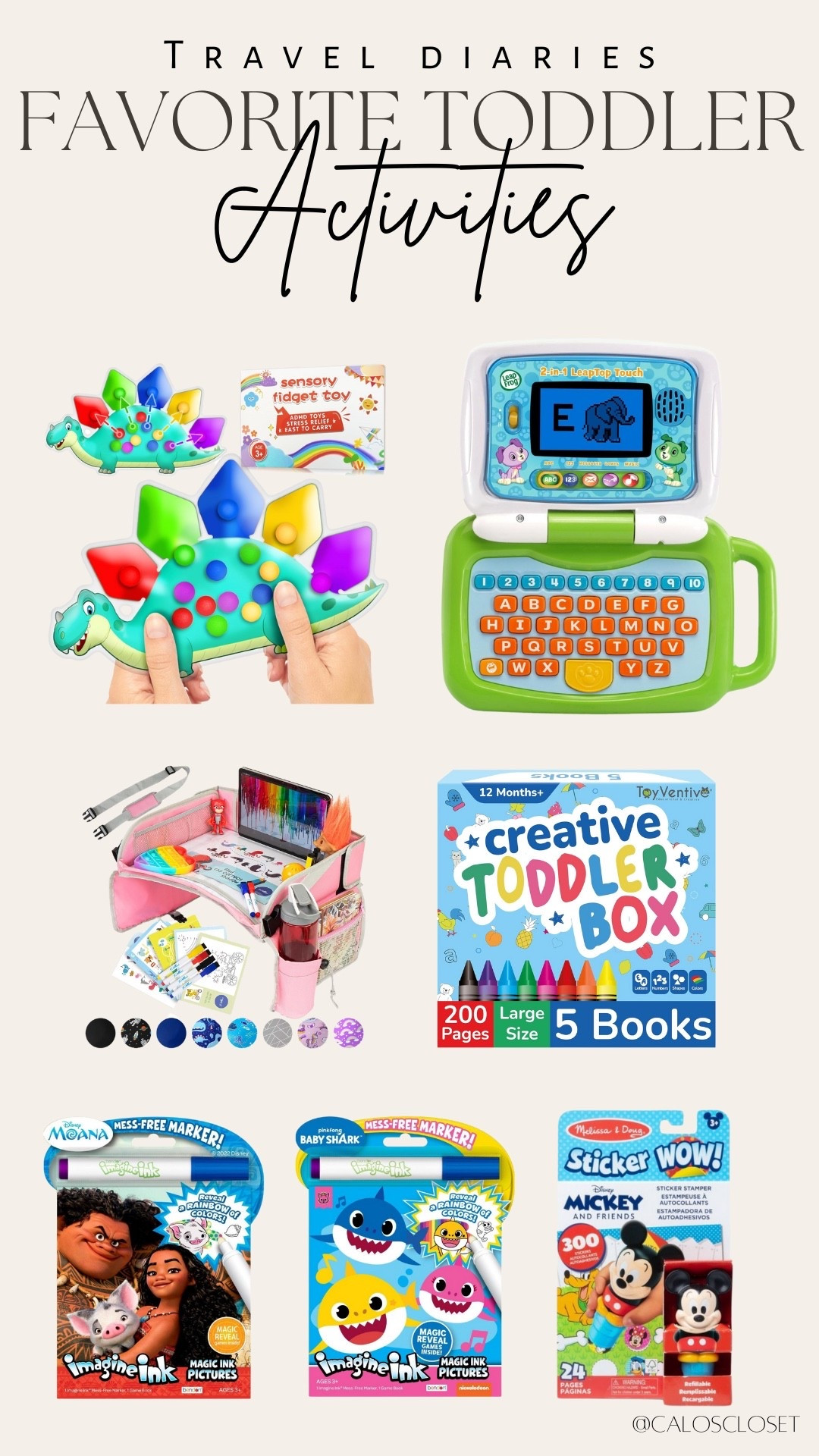 Some of our favorite toddler toys that kept her entertained on our road trip. #toddlertoys #travel #kidstoys 