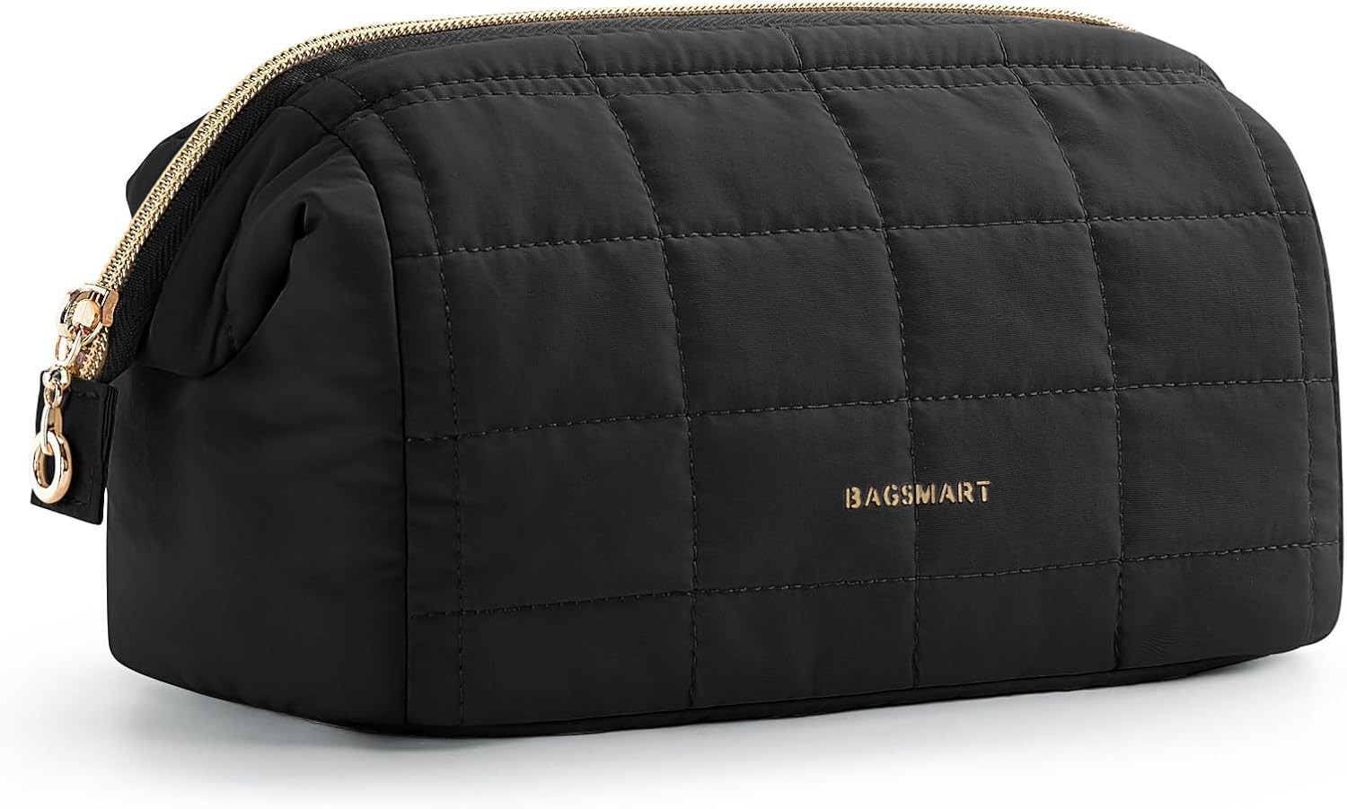 BAGSMART Makeup Bag Travel Toiletry Bag, Wide-open Zipper Pouch, Black | Amazon (US)