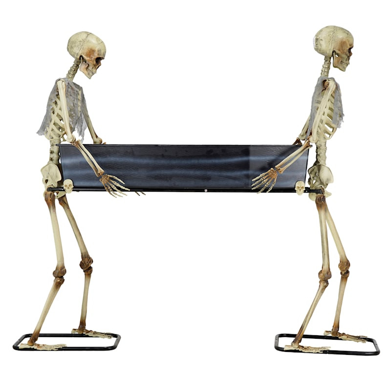 Southern Gothic Skeletons Carrying Coffin with LED Eyes, 60"x70" | At Home