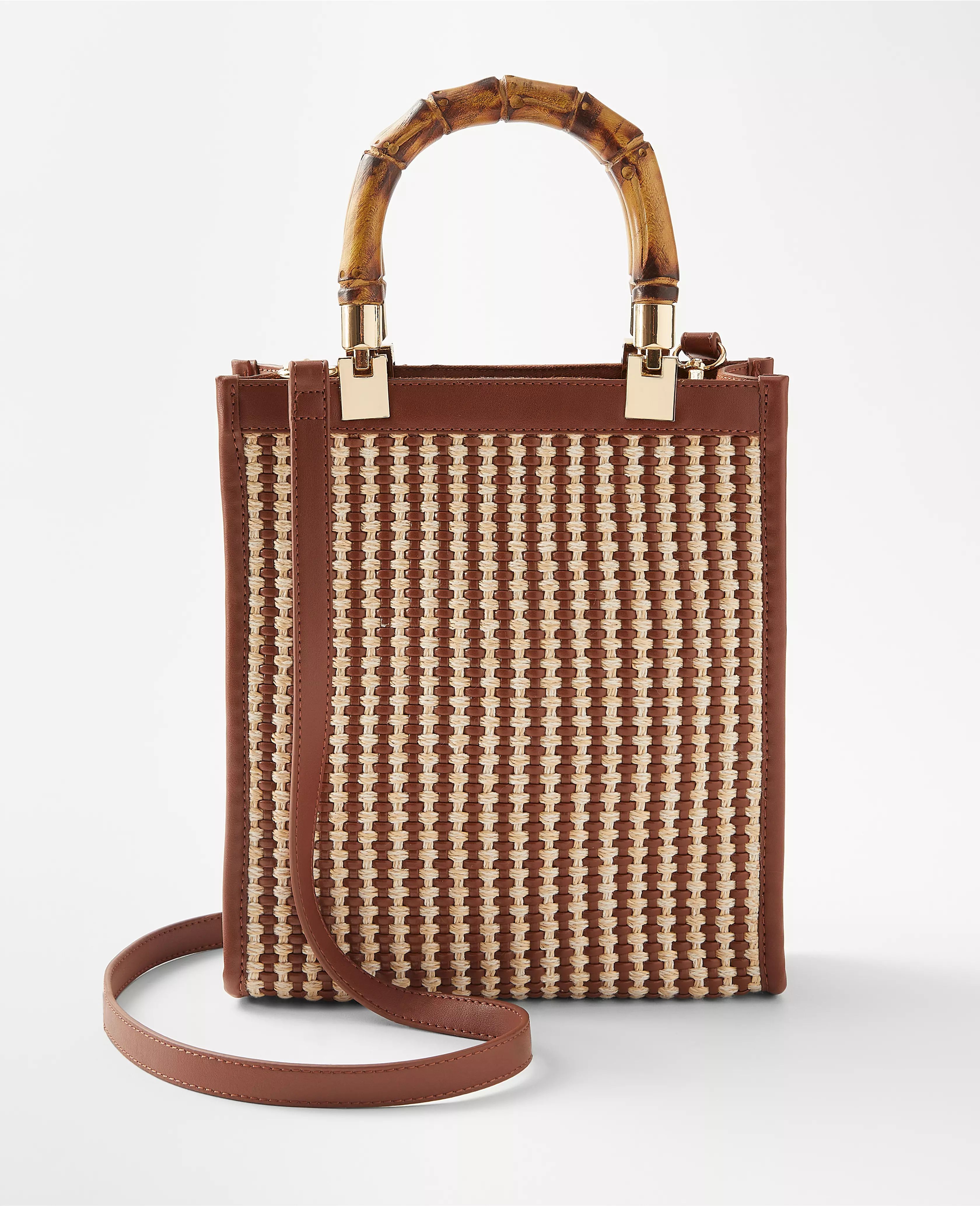 AT Weekend Woven Leather Mini Tote Bag | Ann Taylor (US)