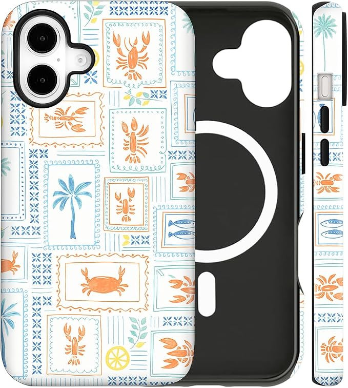 Magnetic for iPhone 16 Case Cute Coastal Fish Ocean Sea Phone Case, Summer Shockproof Slim TPU an... | Amazon (US)