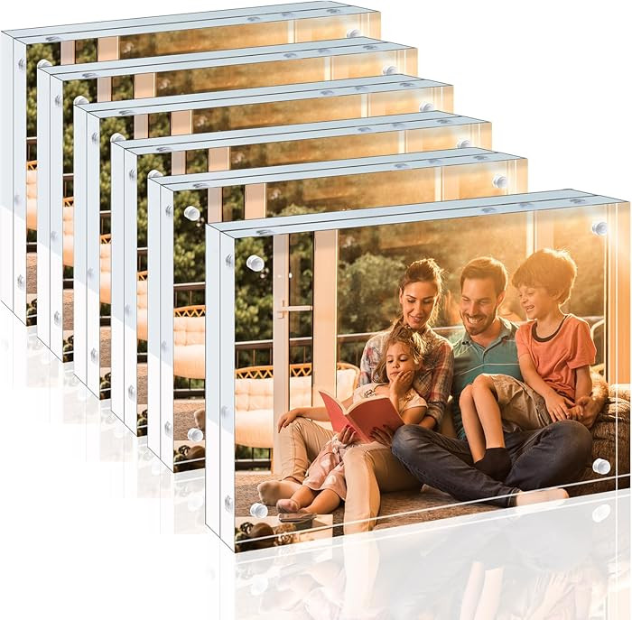 Egofine 4x6 Acrylic Frames 6 Pack, 20mm Thicker Frameless Clear Picture Frames, Double Sided Magn... | Amazon (US)