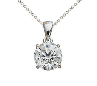 Diamonique 100-Facet Round Pendant w/ Chain, Pl atinum Clad | QVC