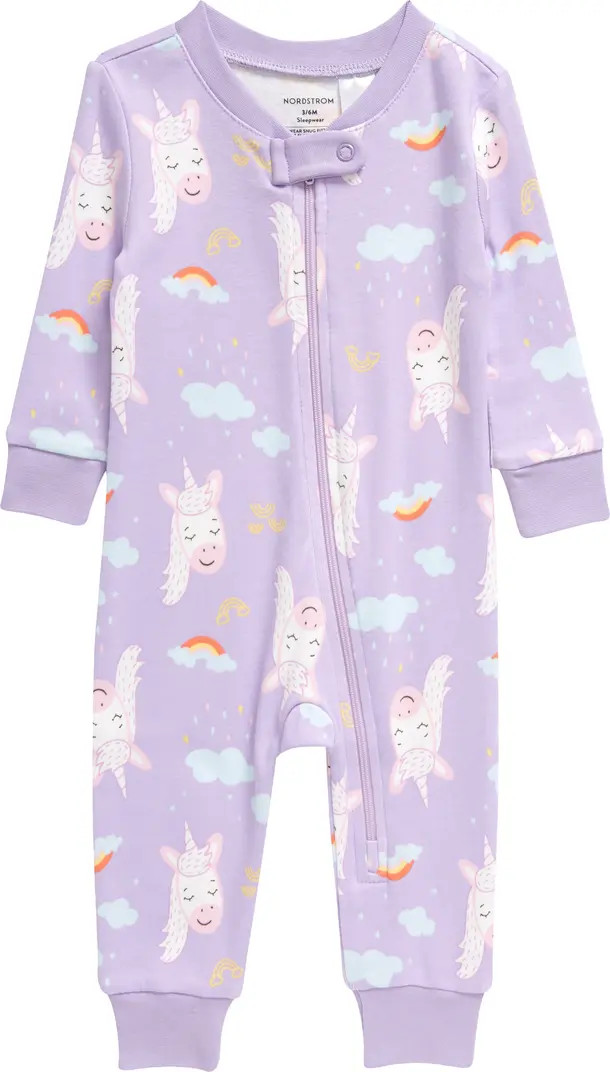 x Slumberkins Print Fitted One-Piece Pajamas | Nordstrom