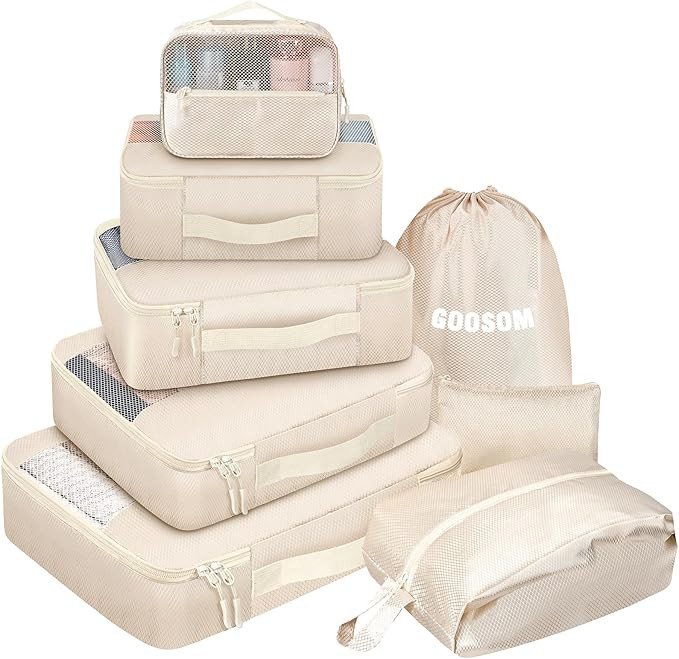 Packing Cubes for Travel - 8 Set of Packing Cubes for Suitcases - Packing Cubes for Carry on Suit... | Amazon (US)