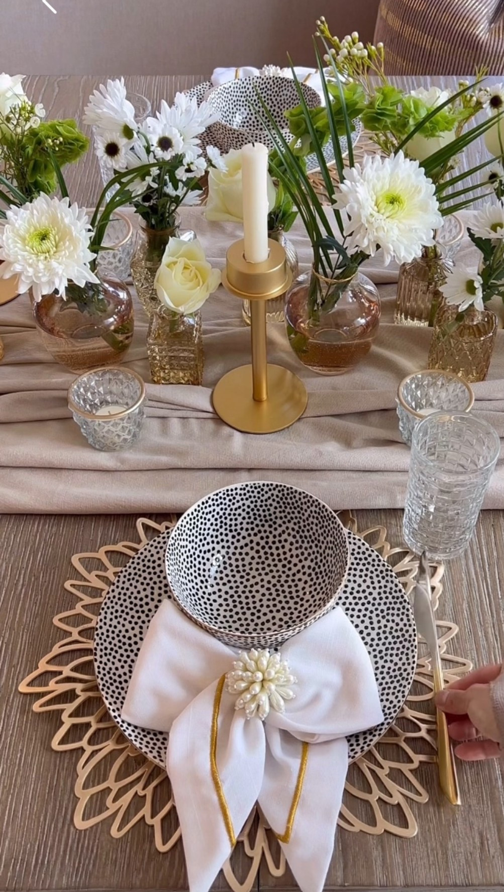 Shop my Polka Dot and gold rim Dinner set