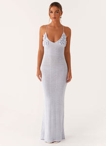 Zara Rose Crochet Maxi Dress - Blue | Peppermayo (Global)