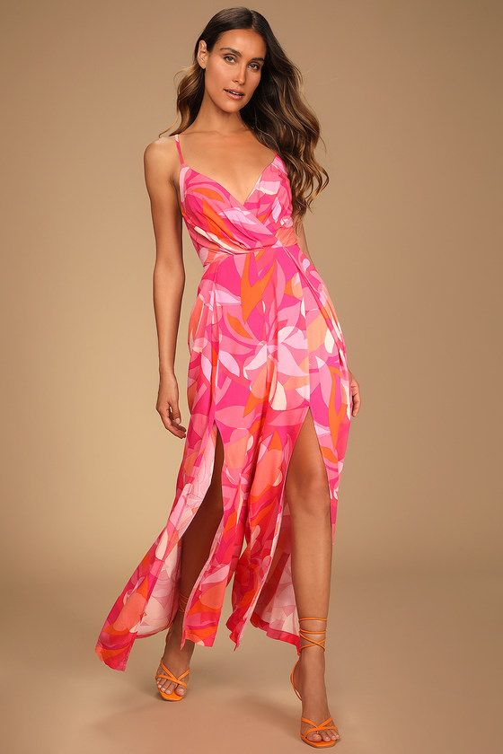 Tropical Temperament Pink Print Sleeveless Flyaway Jumpsuit | Lulus (US)