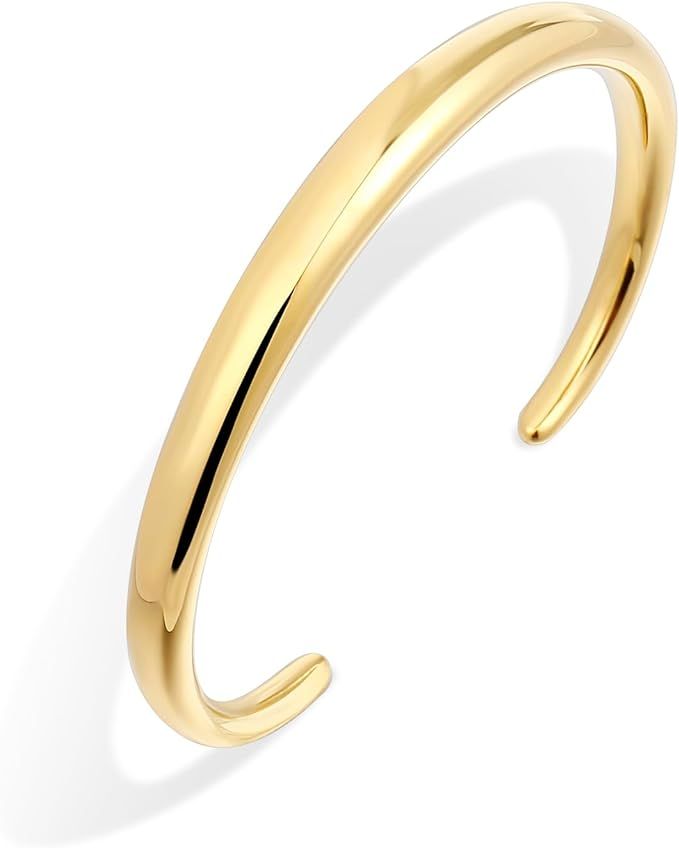 Gold Cuff Bangle Bracelets For Women Chunky 18k Gold Plated Stainless Steel Bracelet Girls Non Ta... | Amazon (US)