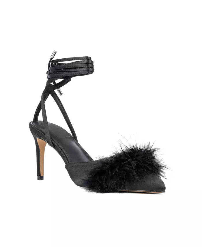 Womens Saylor- Faux Feather Heel Sandal | Macy's