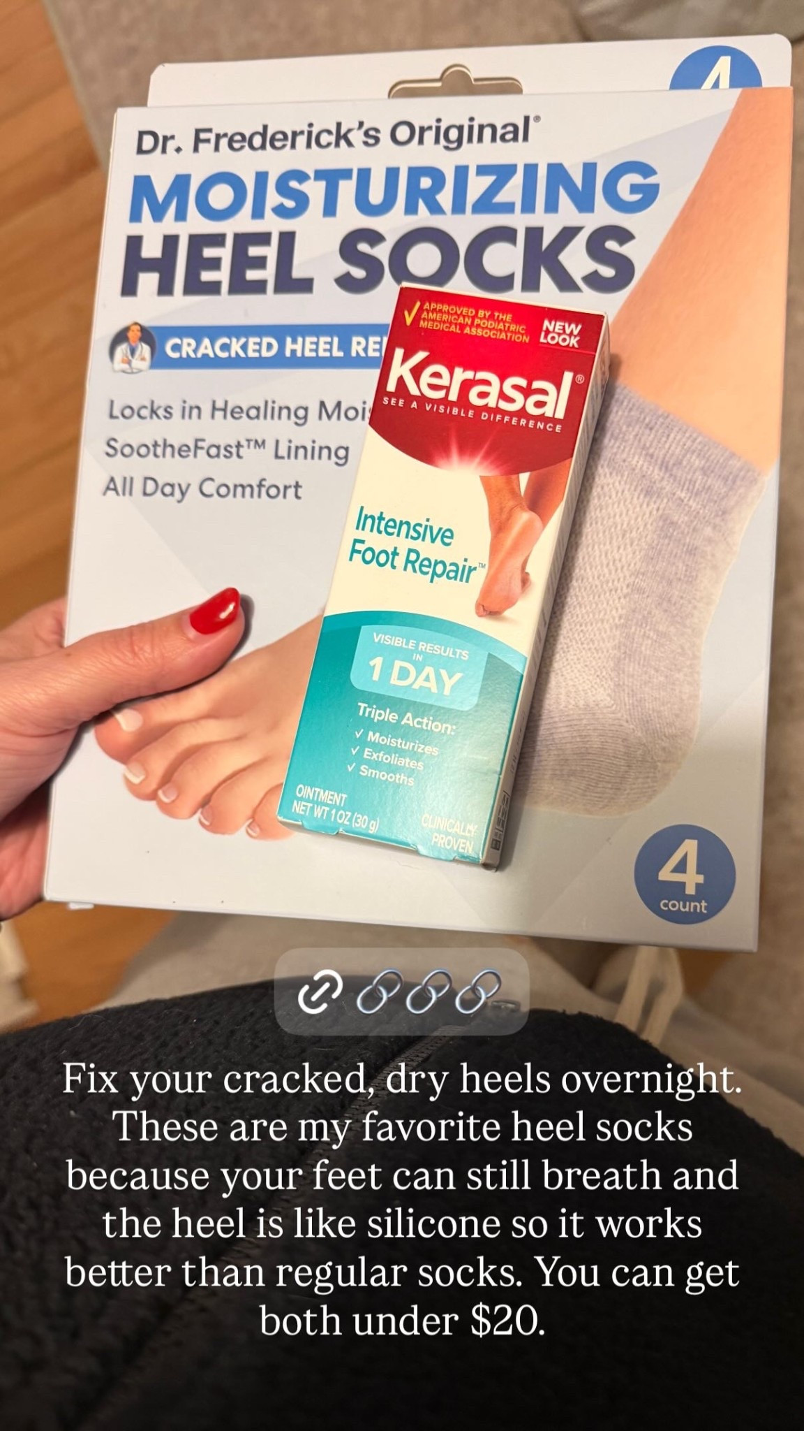 Fix your cracked, dry heels overnight. These are my favorite heel socks because your feet can still breath and the heel is like silicone so it works better than regular socks. You can get both under $20.

#LTKselfcare