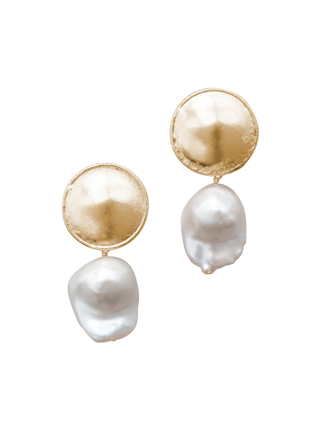 Colette Earrings in Gold & White | Over The Moon