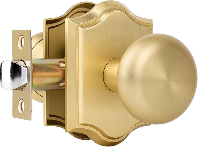 Brushed Gold Door Knobs Interior, Vintage Satin Brass Passage Door Knobs Door Handles Round for H... | Amazon (US)