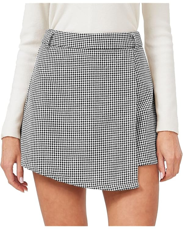 XinYangNi Women's Casual High Waisted Asymmetrical Hem A-line Plaid Faux Leather Dressy Wrap Skor... | Amazon (US)