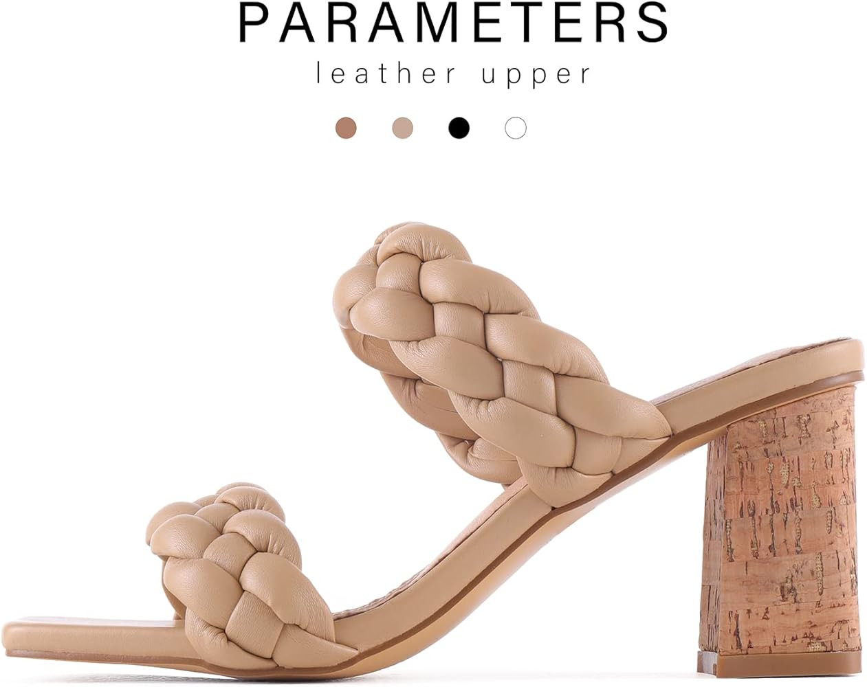 LACUONE Women's Mid Heels Square Toe Chunky Block Heeled Strappy Ankle Buckle Pump Sandals | Amazon (US)