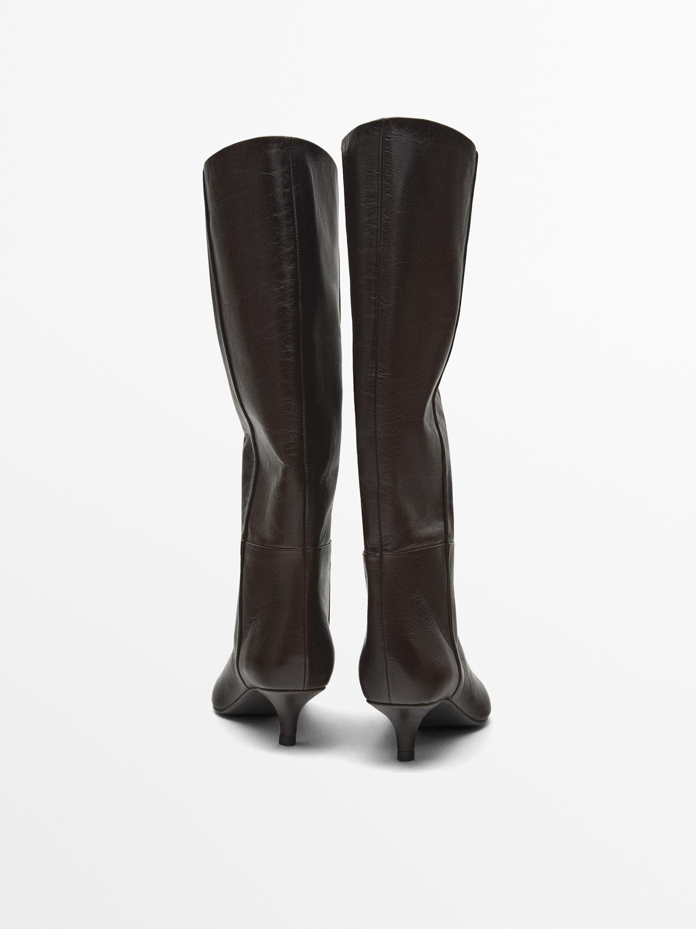 Heeled leather boots | Massimo Dutti UK
