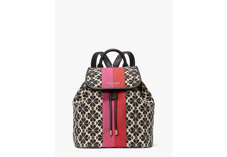 Spade Flower Jacquard Stripe Sinch Medium Flap Backpack | Kate Spade (US)