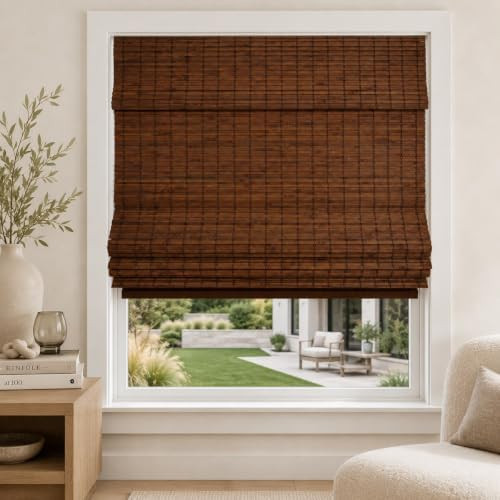 CHICOLOGY Cordless Bamboo Roman Shade, Light Filtering, Moose 27"x64" | Amazon (US)