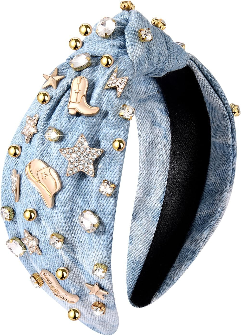 Western Headband for Women Cowgirl Boot Hat Star Hairband Crystal Knotted Headband Nashville Bach... | Amazon (US)