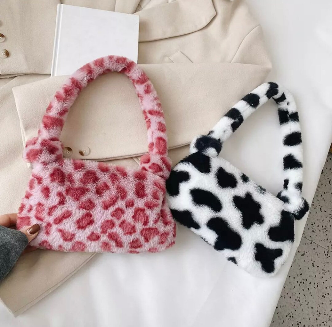 Fluffy Cow Print Shoulder/handbag - Etsy | Etsy (US)