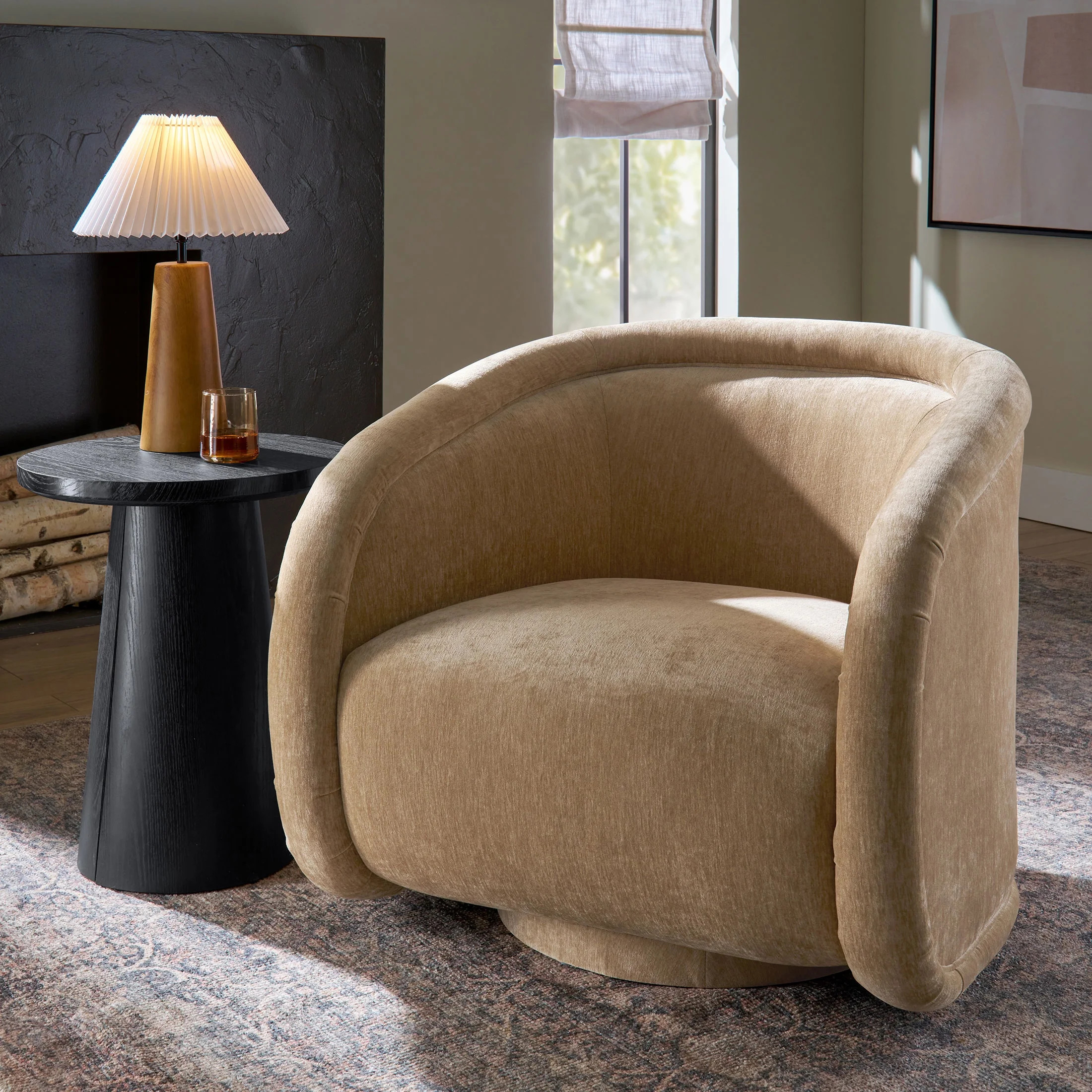 Better Homes & Gardens Sienna Modern Swivel Chair, Coffee Velvet Fabric | Walmart (US)