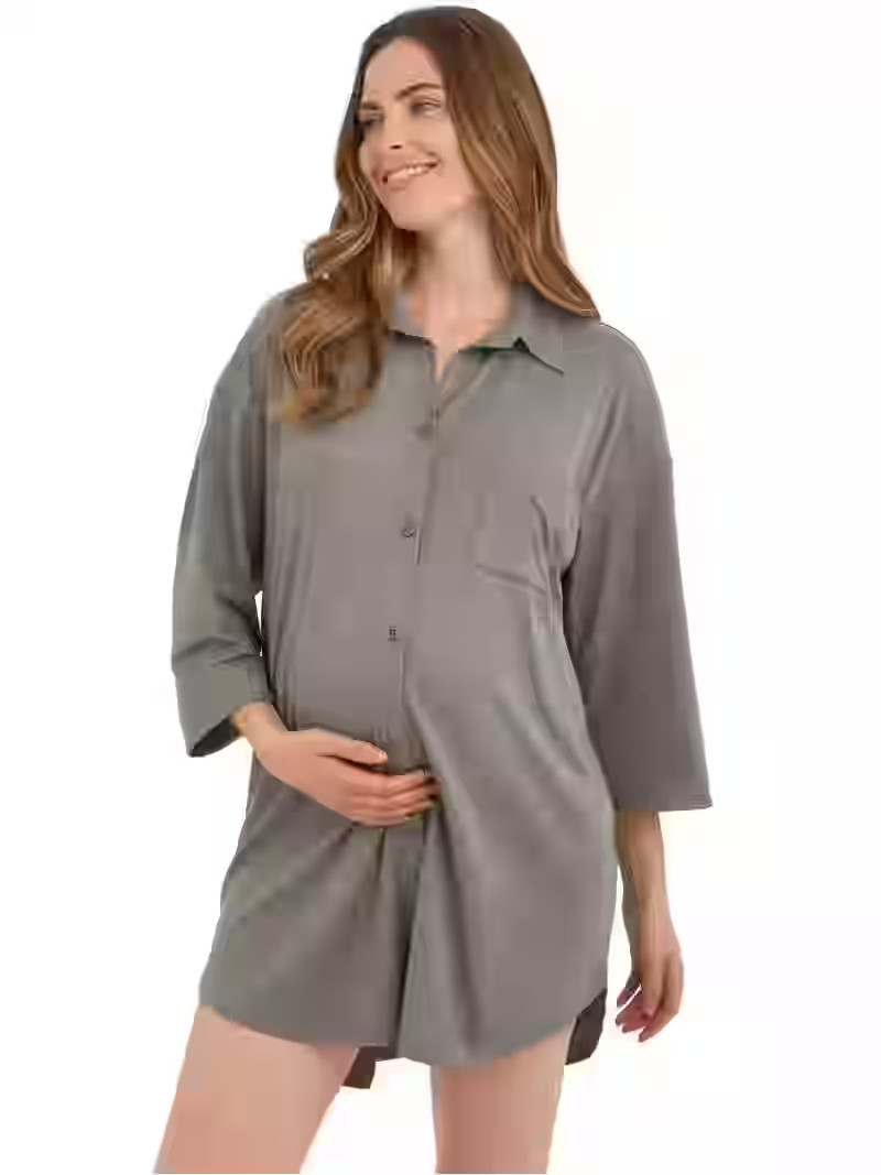 Joyspun Women's Maternity Button-Down Sleep Shirt, Sizes S-XXXL | Walmart (US)