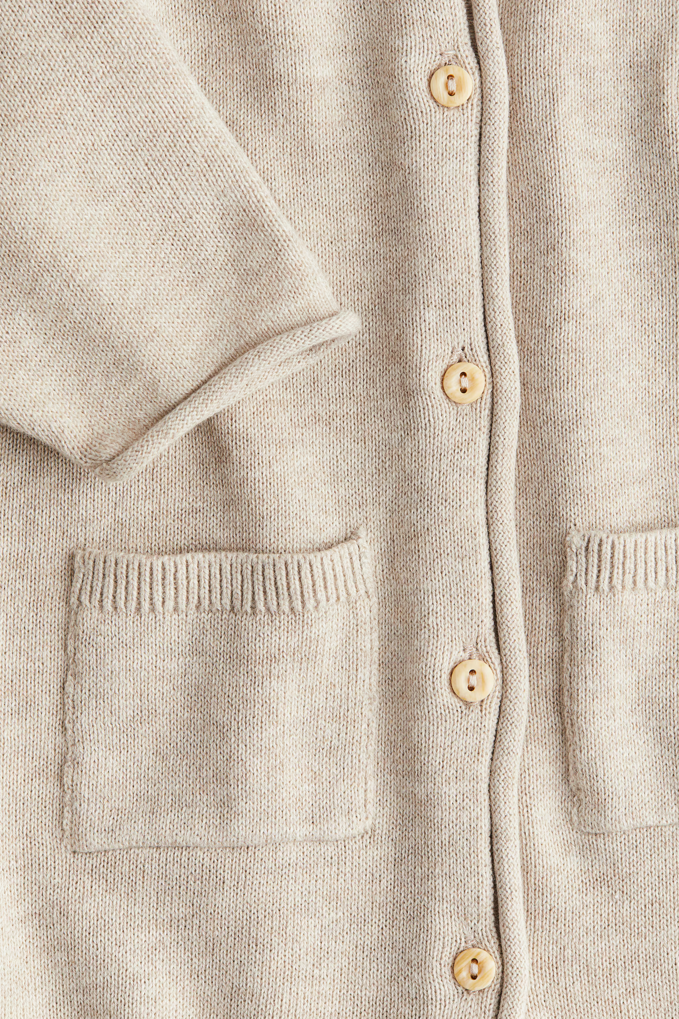 Fine-knit cotton romper suit - Light beige - Kids | H&M GB | H&M (UK, MY, IN, SG, PH, TW, HK)