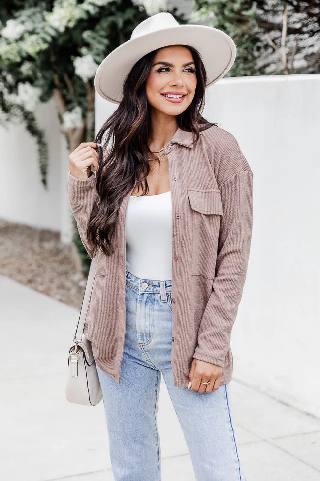 Mad About You Brown Ribbed Shacket FINAL SALE | Pink Lily