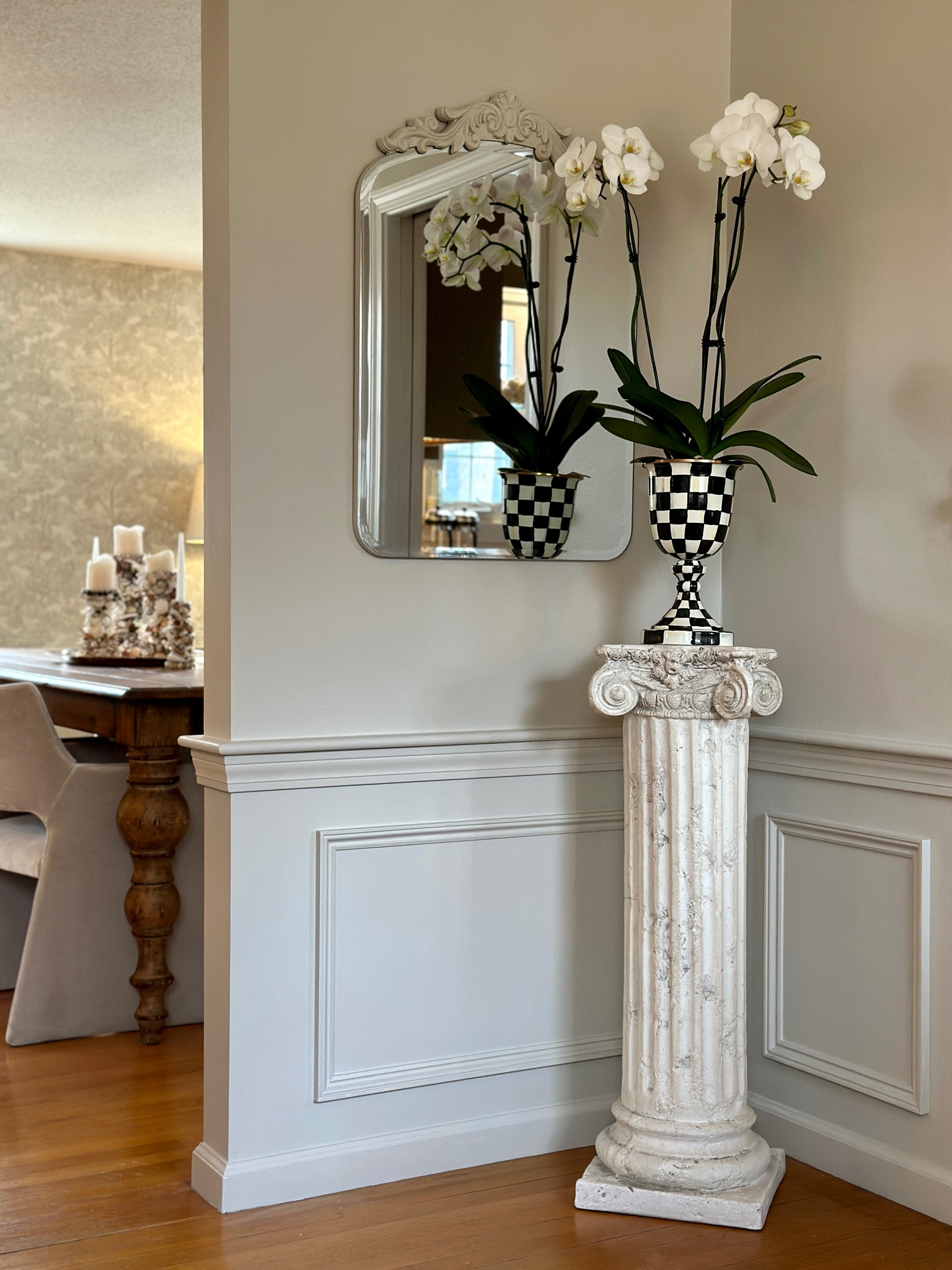 The perfect urn from MacKenzie Childs to add height, drama, and real style to any space!  