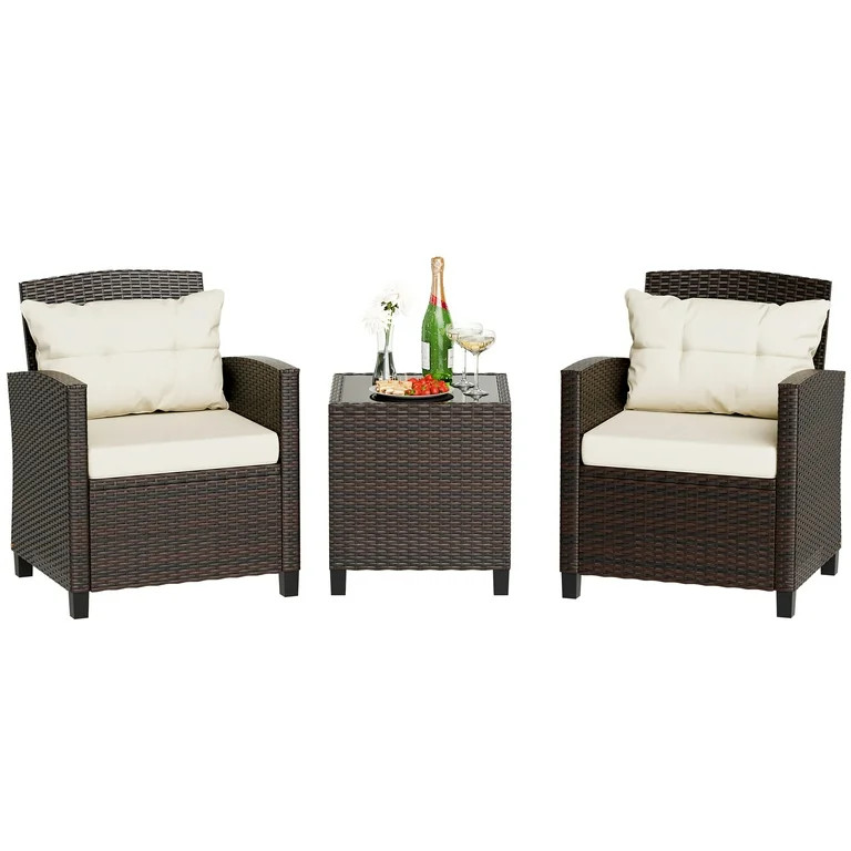 Walsunny 3 Pieces Patio Furniture Set Outdoor Wicker Conversation Bistro Set Outdoor Patio Chairs... | Walmart (US)