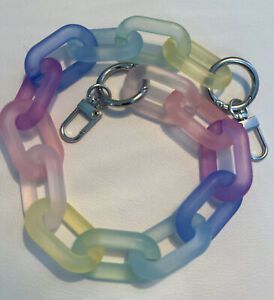 Frosted acrylic rainbow colours chunky chain link strap, silver hardware  | eBay | eBay CA