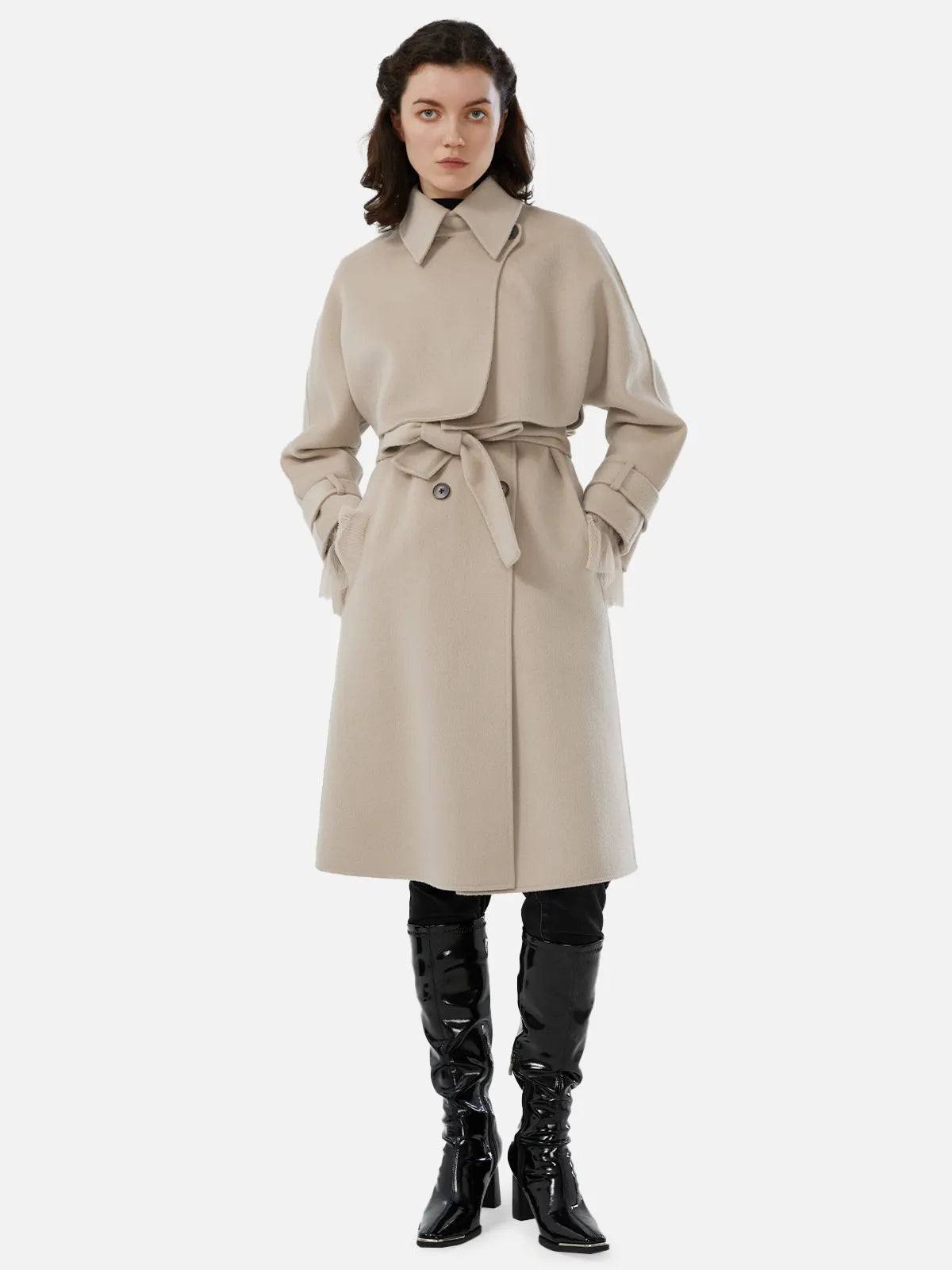 Short Coat Layer Two Piece Woolen Ensemble | SDEER