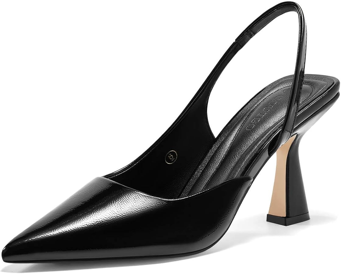 Coutgo Womens Slingback Stiletto High Heels Closed Pointed Toe Pumps D\u2019Orsay Sexy Office Dre... | Amazon (US)