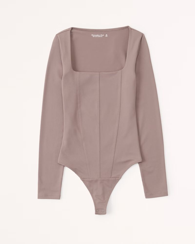 Women's Long-Sleeve Seamless Fabric Corset Bodysuit | Women's Tops | Abercrombie.com | Abercrombie & Fitch (US)