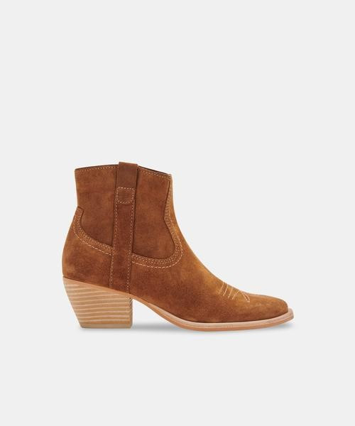 SILMA BOOTIES IN DK BROWN SUEDE | DolceVita.com