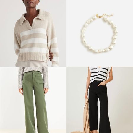 Soo many cute and flattering pants! Plus an adorable striped sweater for under $50 and a gorgeous pearl statement necklace!

#winteroutfit #widelegpants #straightlegpants 

#LTKover40 #LTKfindsunder50 #LTKsalealert