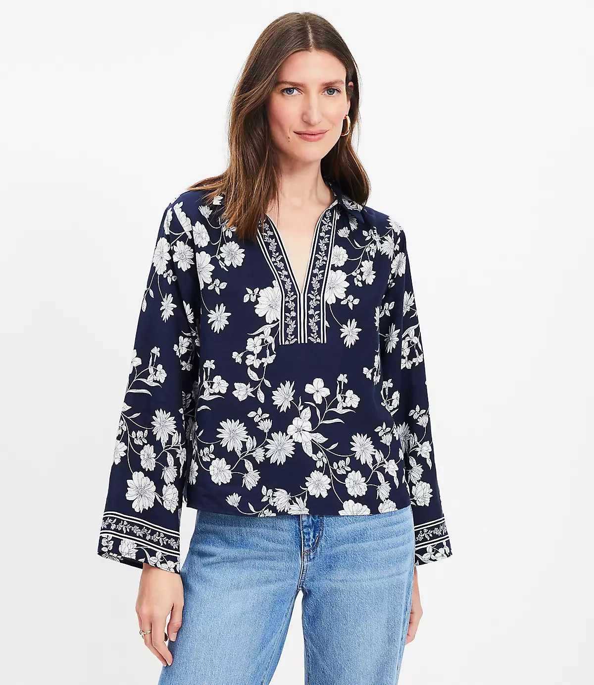 Floral Easy Split Neck Top | LOFT
