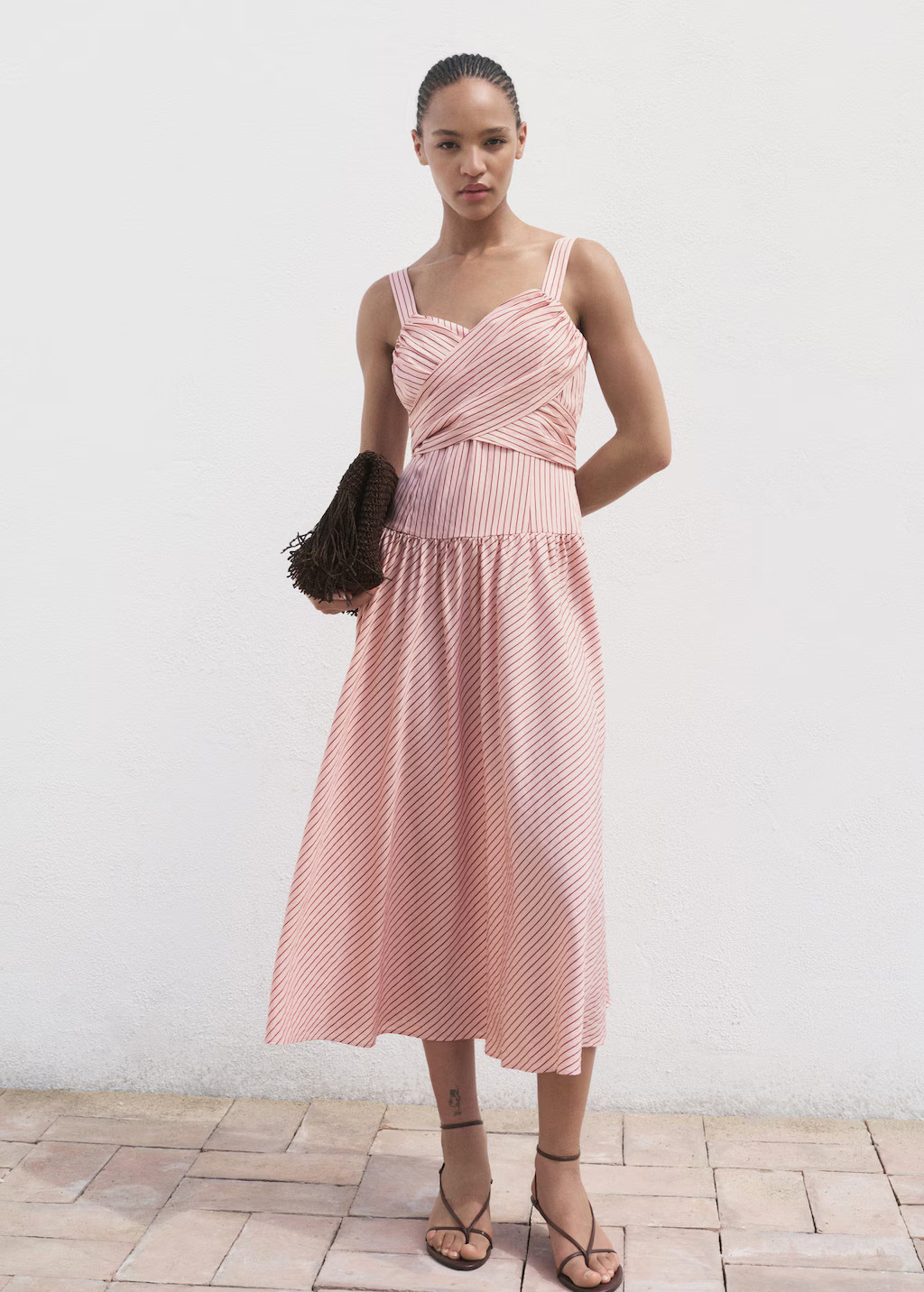 Striped wrap dress pink - Woman - 10 - MANGO | Mango (US/MX/AU)