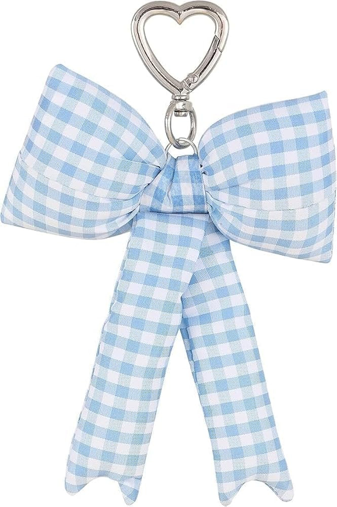 Pink Bow Keychain Bag Purse Charms, Fabric Bowknot Plaid Keyring for Women, Y2K Aesthetic Bow Bac... | Amazon (US)
