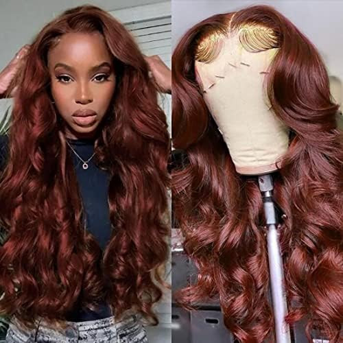 UNICE 12A Reddish Brown 13x4 Lace Front Wigs Human Hair 180% Density Bleached Knots for Women Bod... | Amazon (US)