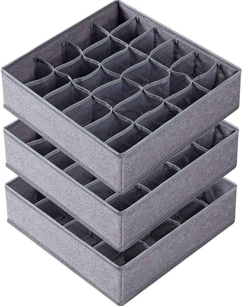 Criusia 3 Pack Sock Underwear Organizer Dividers, 64 Cell Fabric Foldable Cabinet Closet Organize... | Amazon (US)