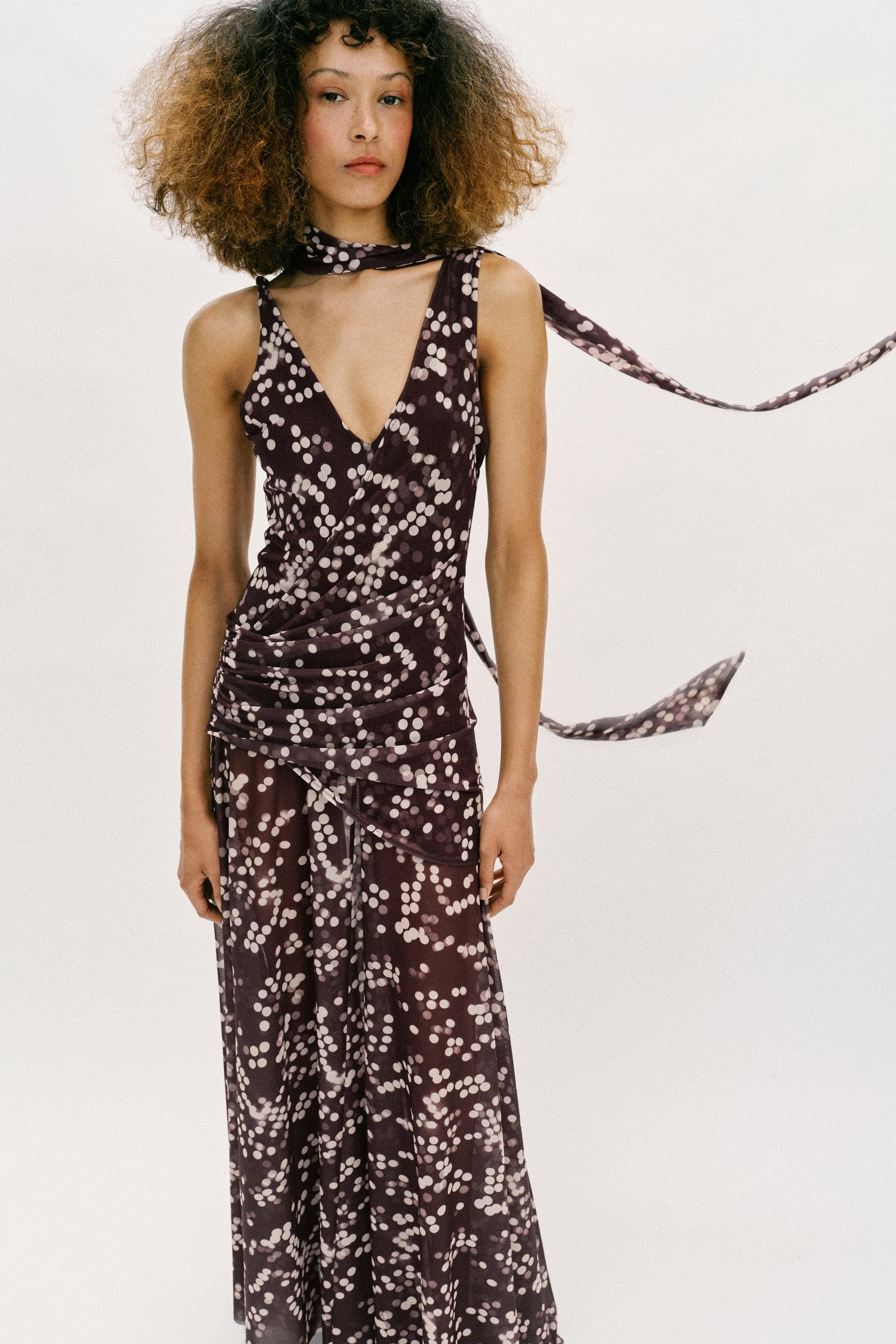 LONG DOTTED TULLE DRESS | Zara UK