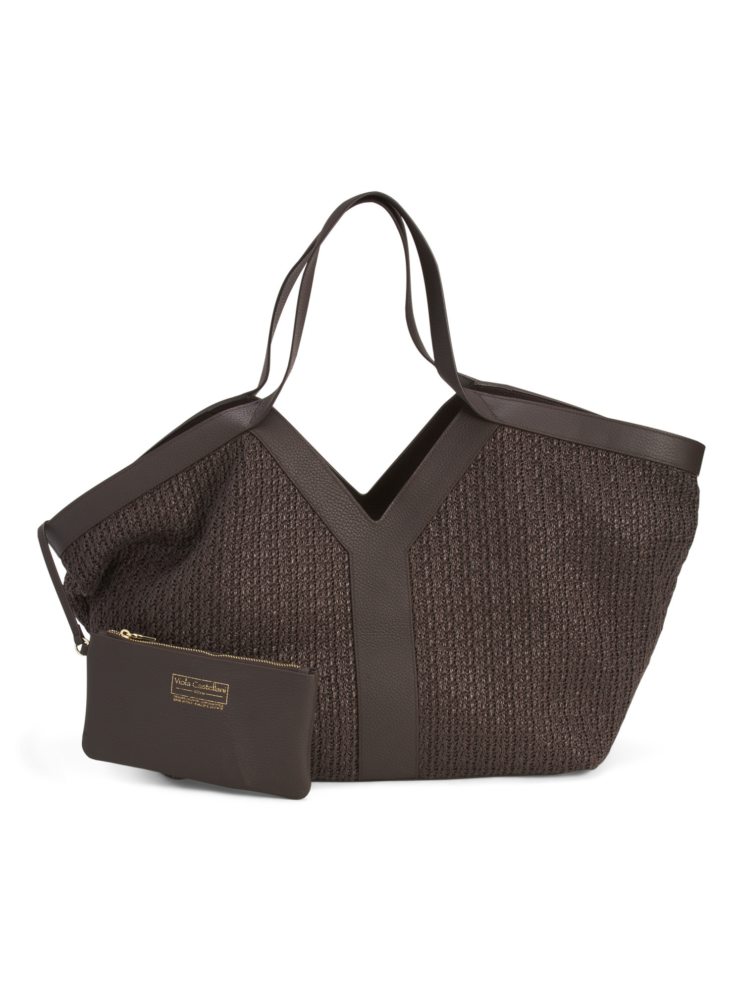 Made In Italy Straw Large Tote With Leather Trim | Handbags | Marshalls | Marshalls