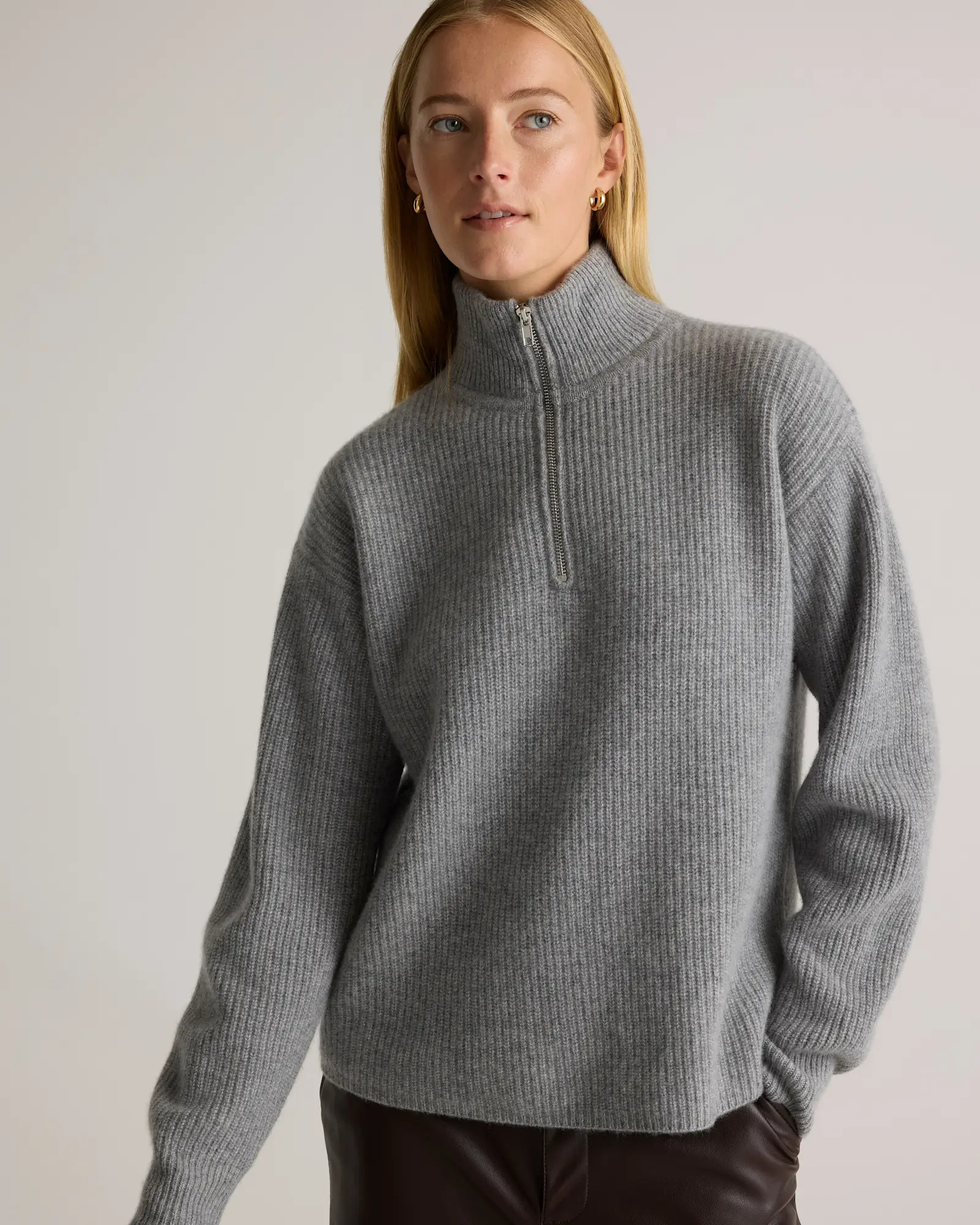 Mongolian Cashmere Fisherman Quarter Zip Sweater | Quince