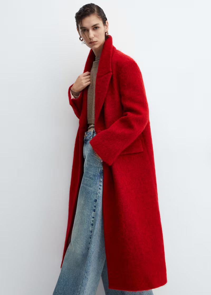 Long coat with lapels -  Women | Mango USA | MANGO (US)