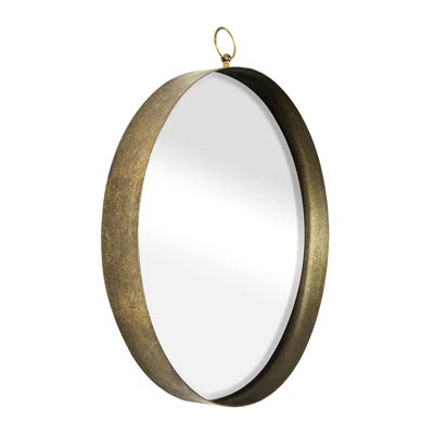 Gold Round Mirror With Iron Band. Add A Touch Of Luxury To Living Room, Bedroom, Vanity, Entryway, Hallway Bordering. Sophisticated Flair | Wayfair North America