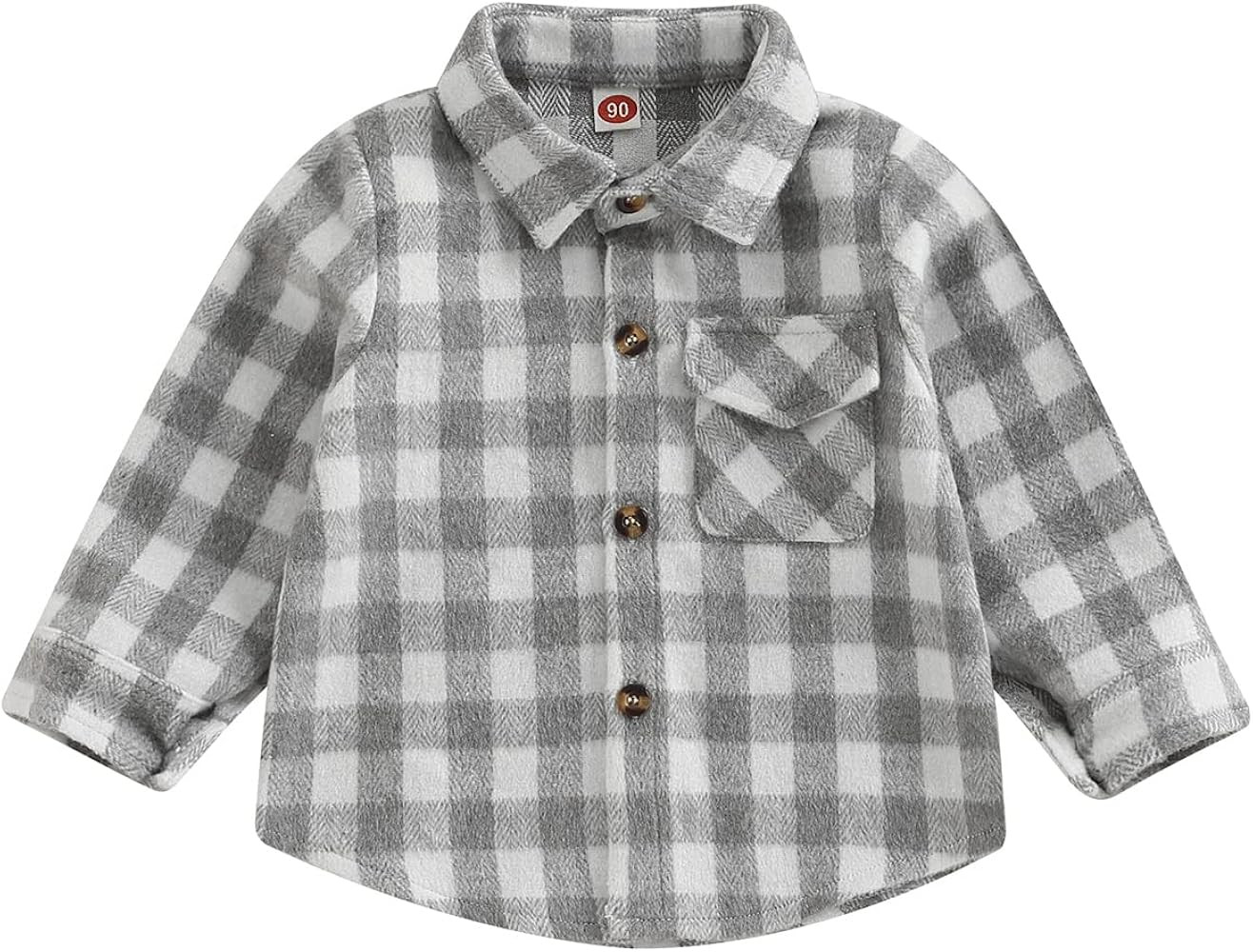 Toddler Baby Boys Girls Flannel Plaid Jacket Long Sleeve Lapel Button Down Pocketed Shirts Coats ... | Amazon (US)
