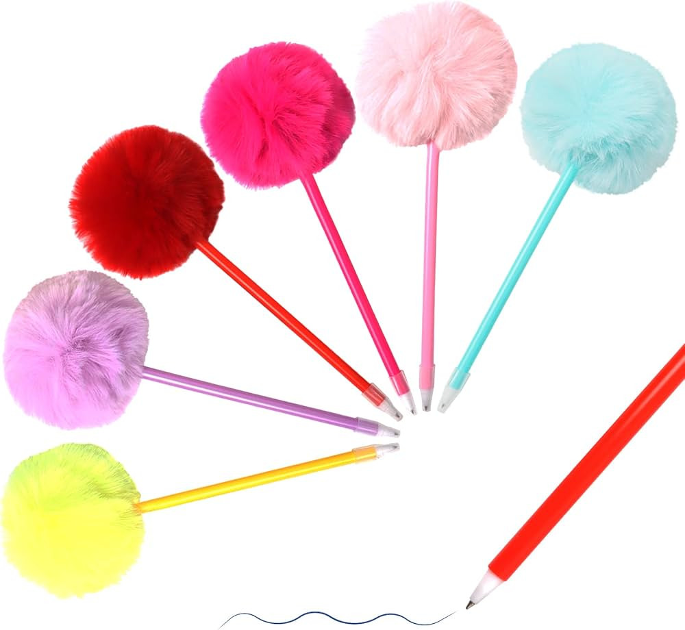 Amazon.com : SBYURE Pom Pom Ballpoint Pen 6 Pack Fluffy Pen Cute Pens Fuzzy Pens for School Offic... | Amazon (US)