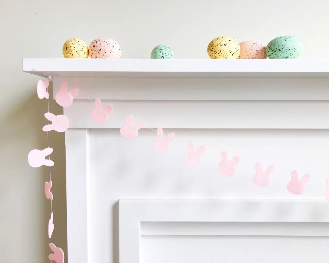Mini Felt Bunny Garland - Pink or White - Bunting, Banner, Easter, Decor | Etsy (US)